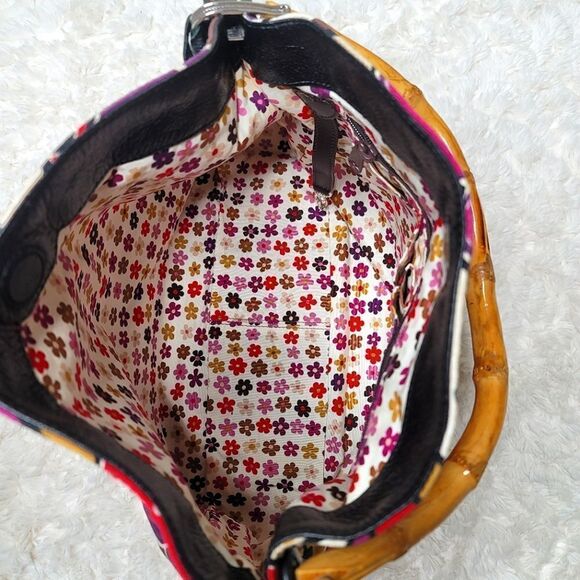 Brighton Baylyn Floral Canvas Shoulder Bag W/ Bamboo Handle - Picture 10 of 15